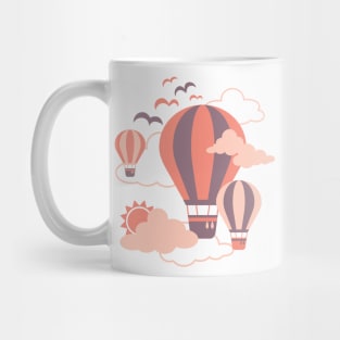 Riding Sunset Hot Air Balloon Illustration Mug